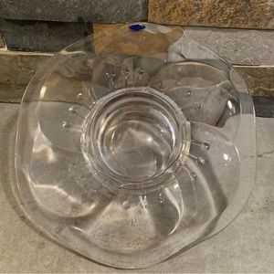 Nuutajarvi Floral Clear Glass Votive Candle Holder Wartsila Finland EUC